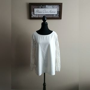 Banana Republic Elegant Cream Lace Long Sleeve Blouse. Size XL